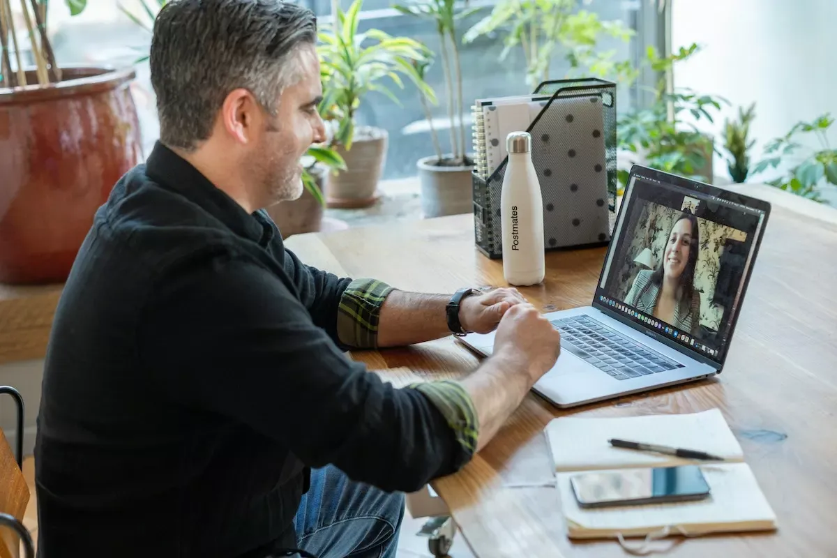 Two people on videoconference